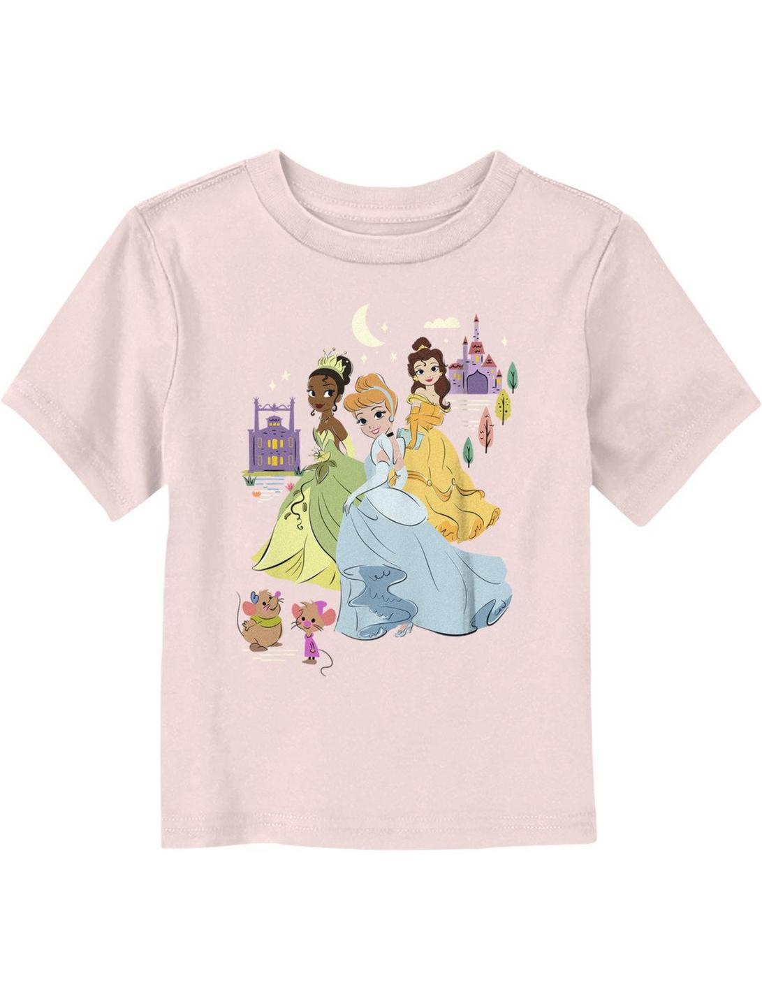 Disney Princesses Cinderella Tiana & Belle Toddler T-Shirt, LIGHT PINK, hi-res