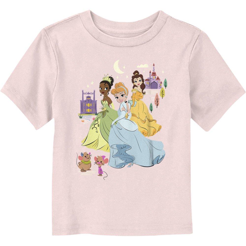Disney Princesses Cinderella Tiana & Belle Toddler T-Shirt, LIGHT PINK, hi-res