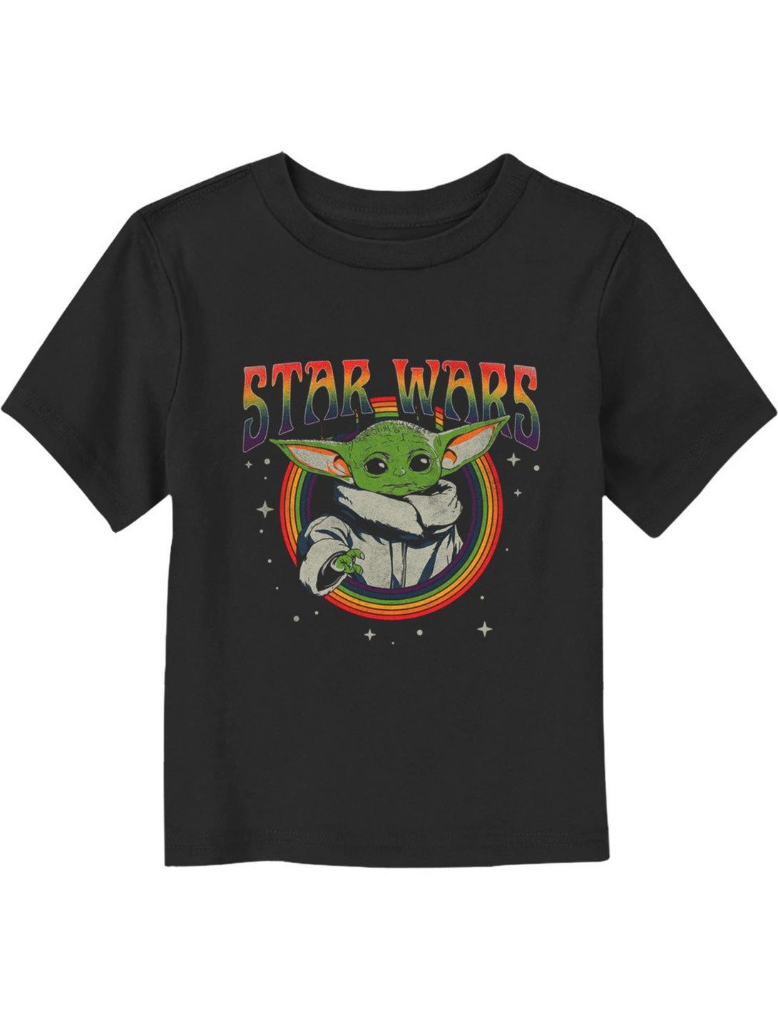 Star Wars The Mandalorian Rainbow Grogu Toddler T-Shirt, BLACK, hi-res