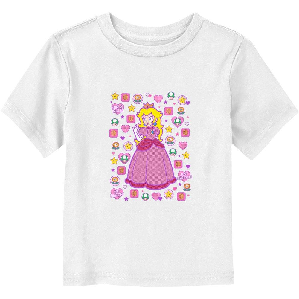 Super Mario Bros. Princess Peach Icons Toddler T-Shirt, WHITE, hi-res