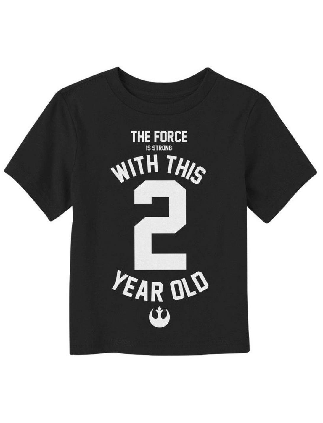 Star Wars Force Is Strong 2 Year Old Birthday Toddler T-Shirt, BLACK, hi-res