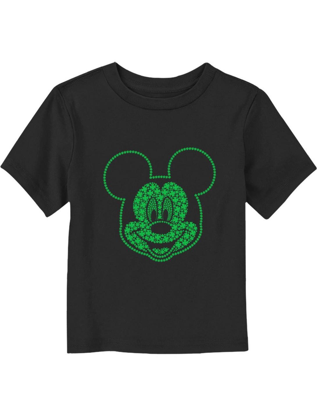 Disney Mickey Mouse Outline Shamrocks Toddler T-Shirt, BLACK, hi-res