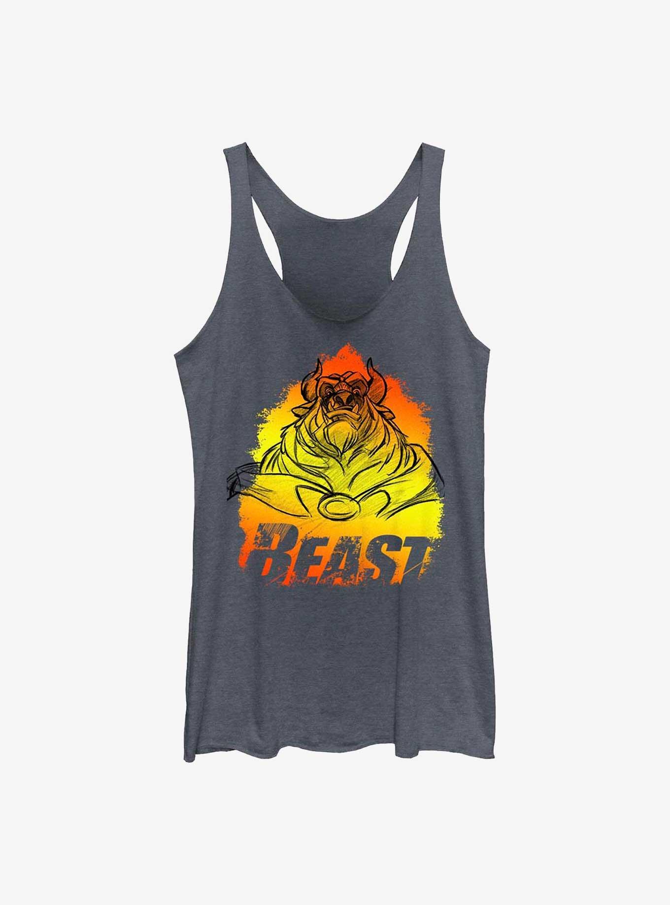 Disney Beauty and the Beast Flame Beast Girls Tank, NAVY HTR, hi-res