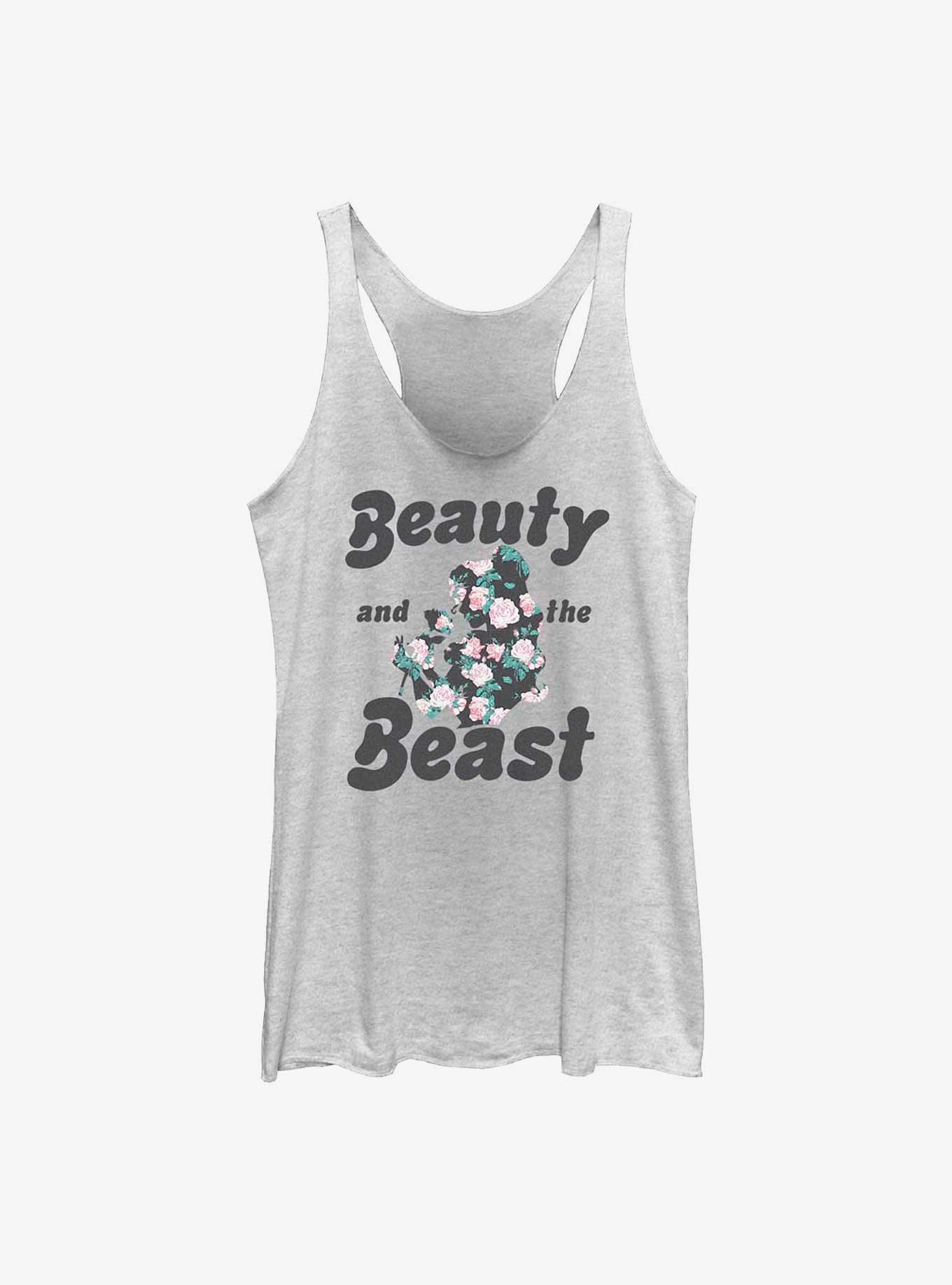 Disney Beauty and the Beast Belle Floral Fill Girls Tank, WHITE HTR, hi-res