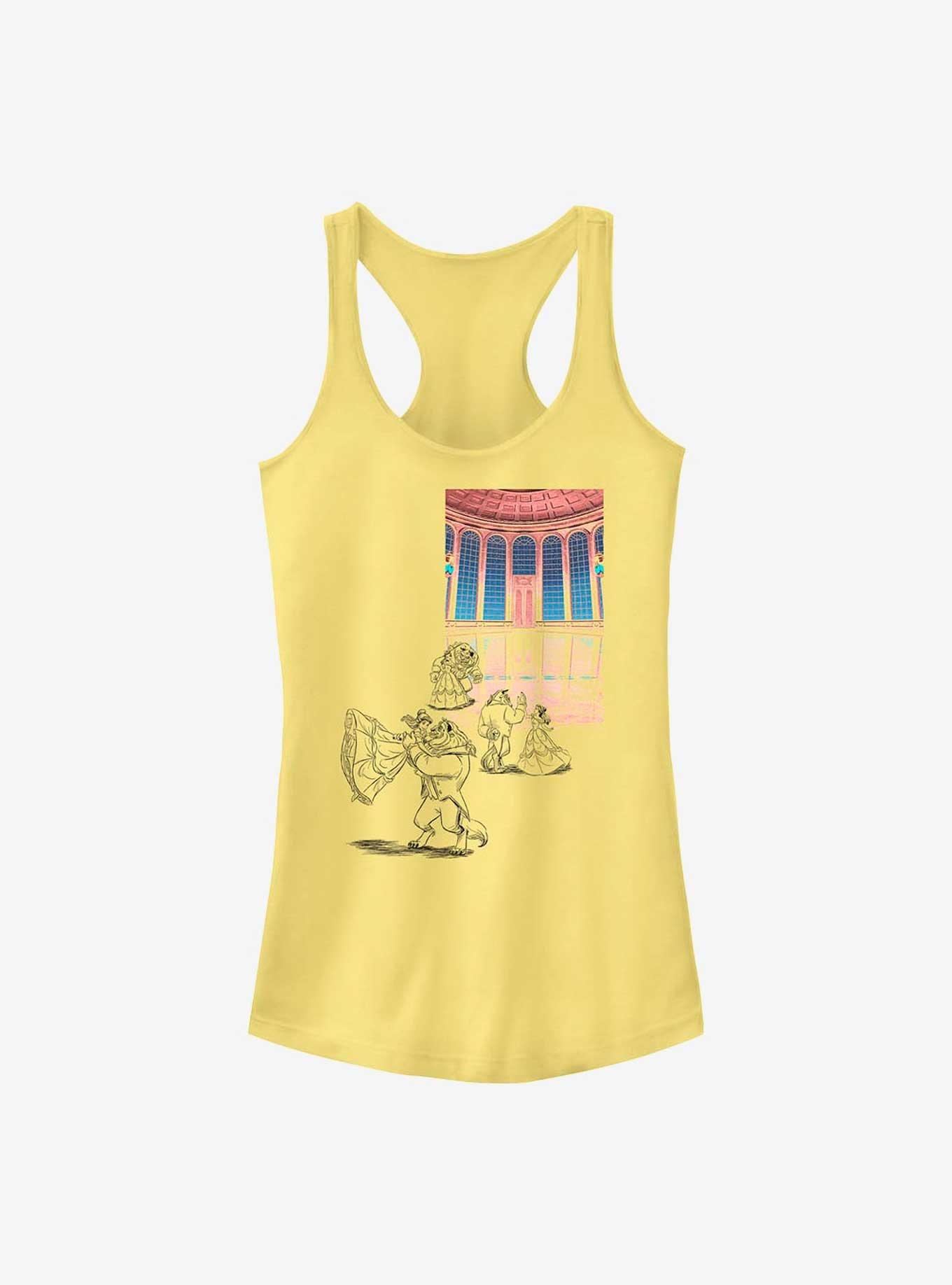 Disney Beauty and the Beast Ballroom Dance Sketch Girls Tank, BANANA, hi-res