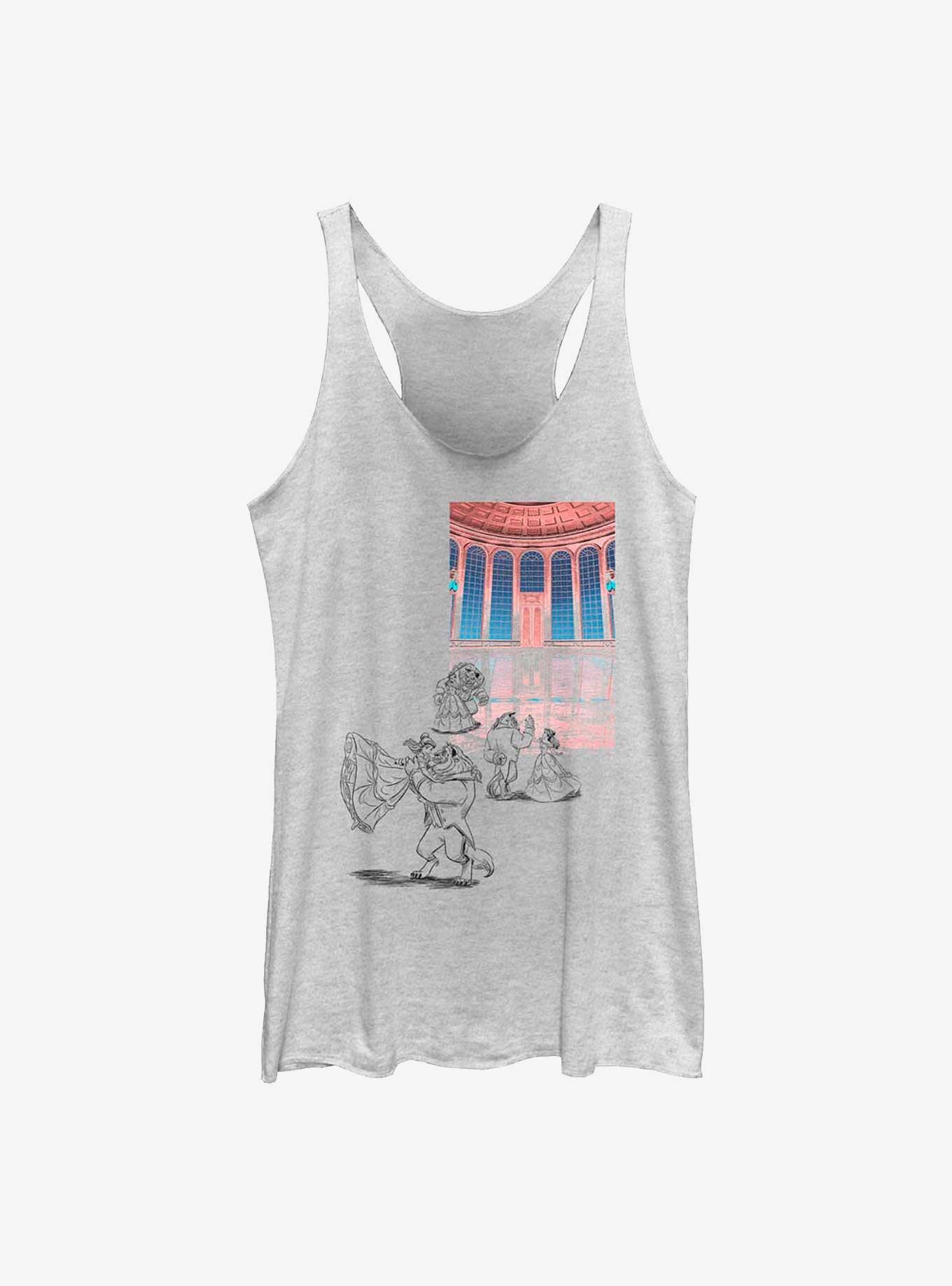 Disney Beauty and the Beast Ballroom Dance Sketch Girls Tank, WHITE HTR, hi-res