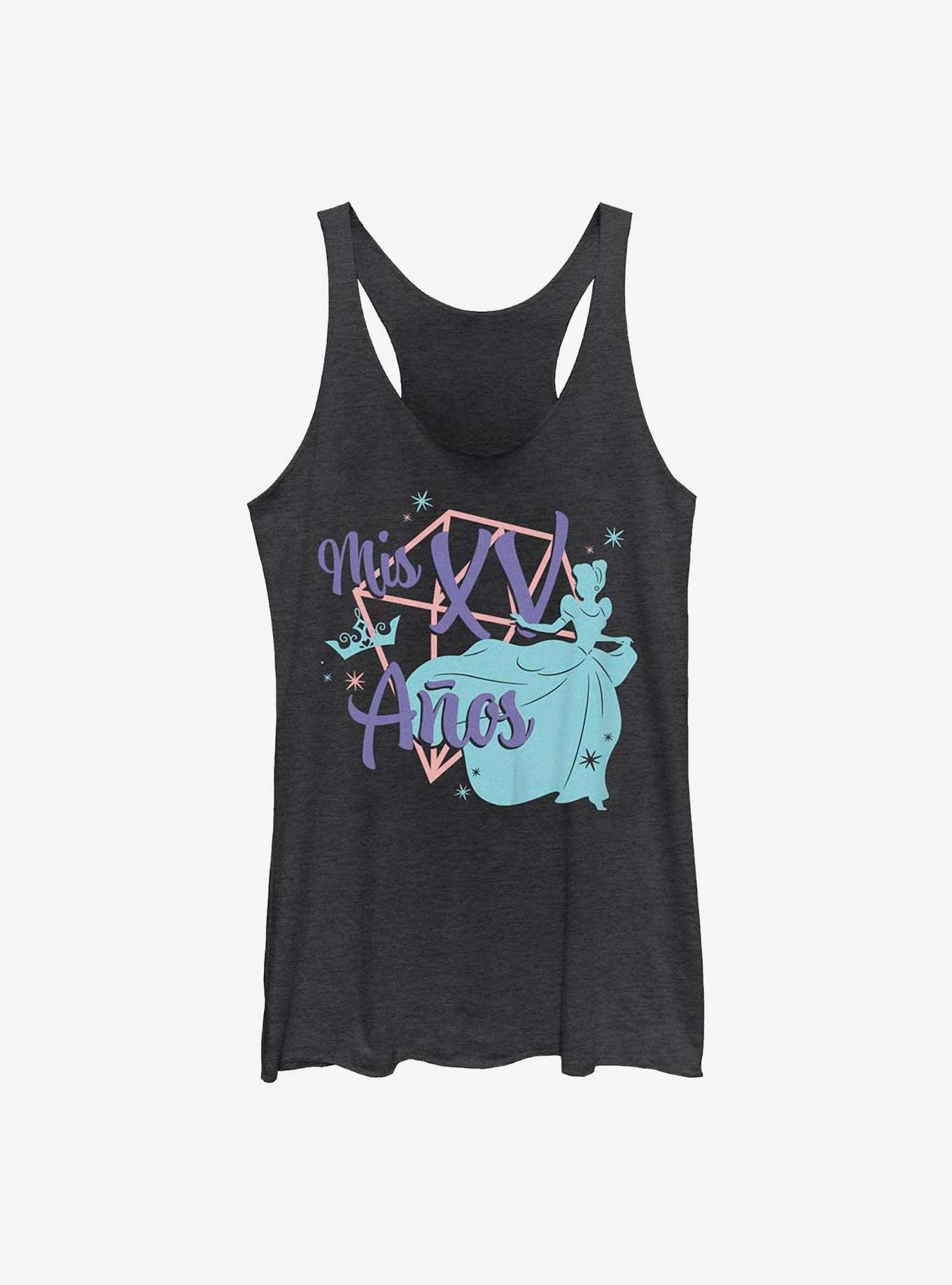 Disney Princess Cinderella My Fifteenth Birthday In Spanish Cinderella Girls Tank, BLK HTR, hi-res