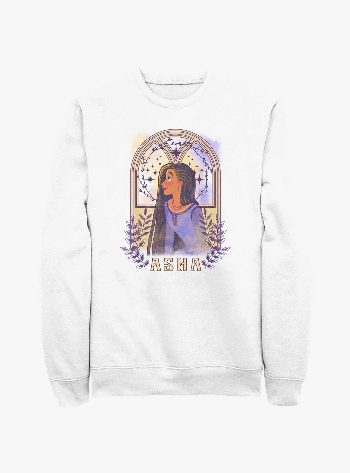 Disney Wish Asha Watercolor Nouveau Sweatshirt Hot Topic Web Exclusive, WHITE, hi-res