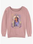 Disney Wish Asha Watercolor Nouveau Girls Slouchy Sweatshirt Hot Topic Web Exclusive, DESERTPNK, hi-res