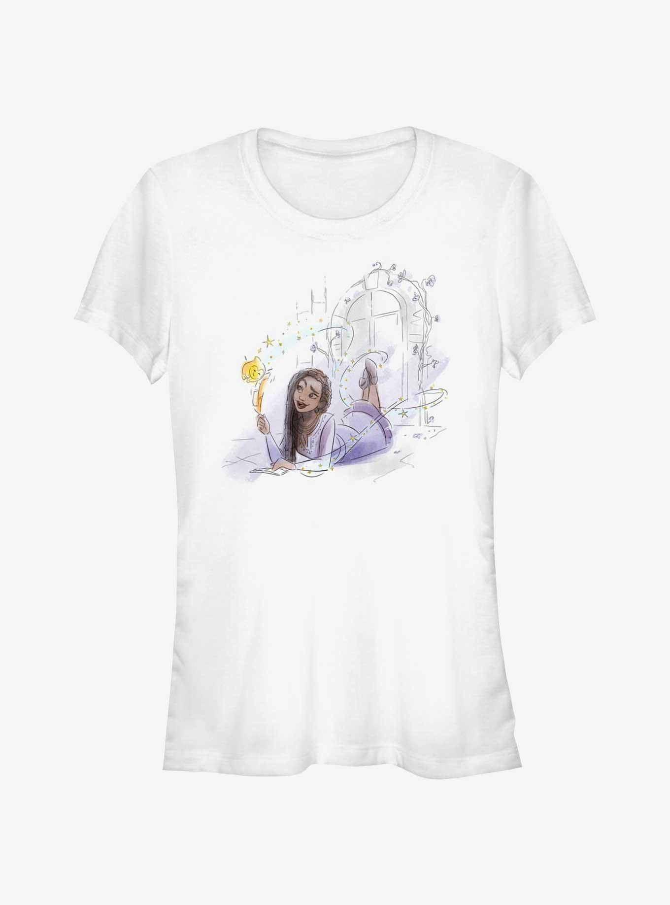 Disney Wish Watercolor Asha and Star Girls T-Shirt, , hi-res