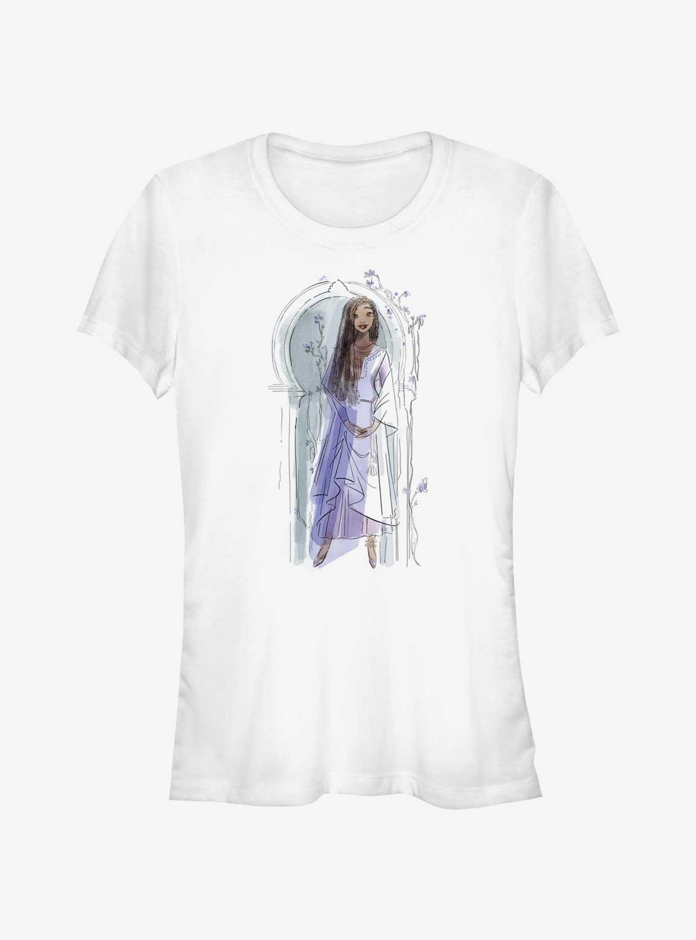 Disney Wish Watercolor Asha Girls T-Shirt, WHITE, hi-res