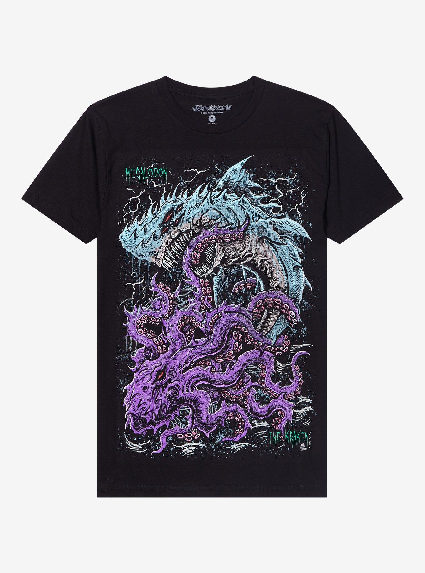 Vampire Freaks Megalodon Vs. Kraken T-Shirt, BLACK, hi-res