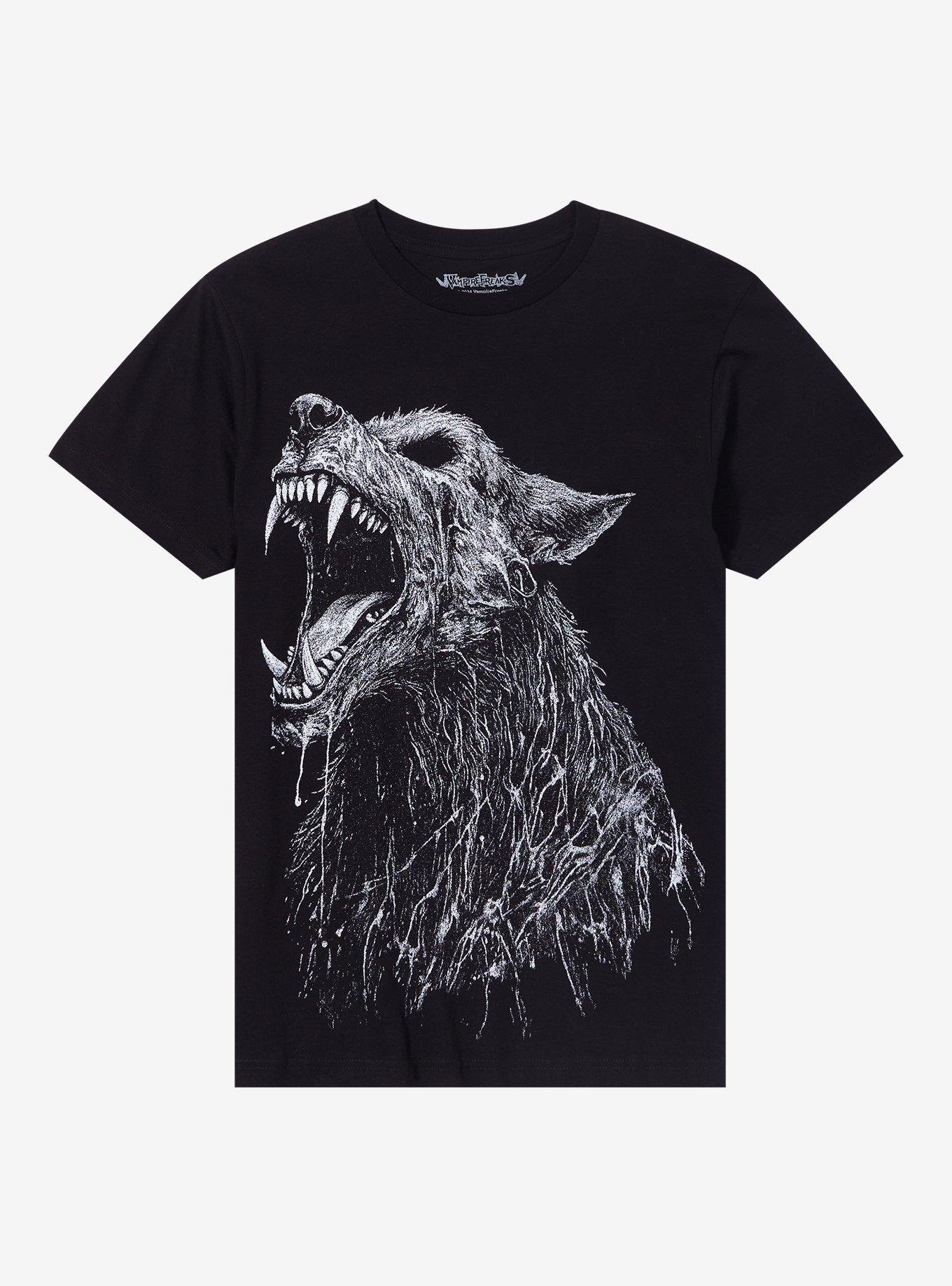 Vampire Freaks Howling Wolf T-Shirt, BLACK, hi-res