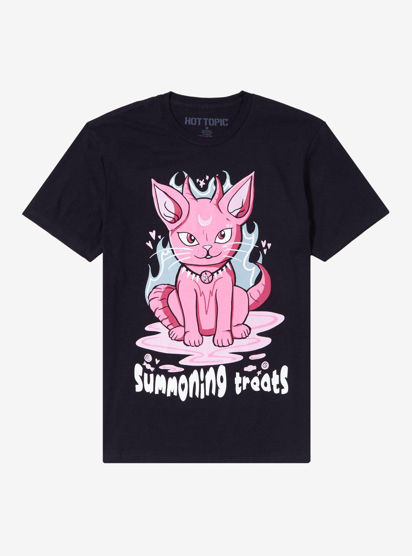 Summoning Treats Demon Cat T-Shirt, BLACK, hi-res