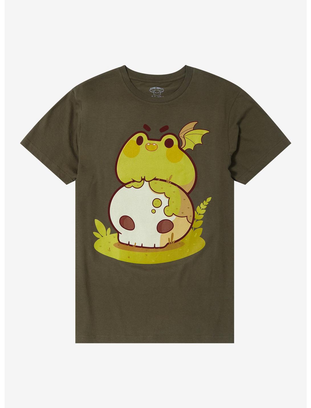 Winged Frog & Skull T-shirt By Rhinlin, GREEN, hi-res