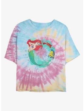 Disney The Little Mermaid Ariel Sebastian and Flounder Girls Tie-Dye Crop T-Shirt, , hi-res