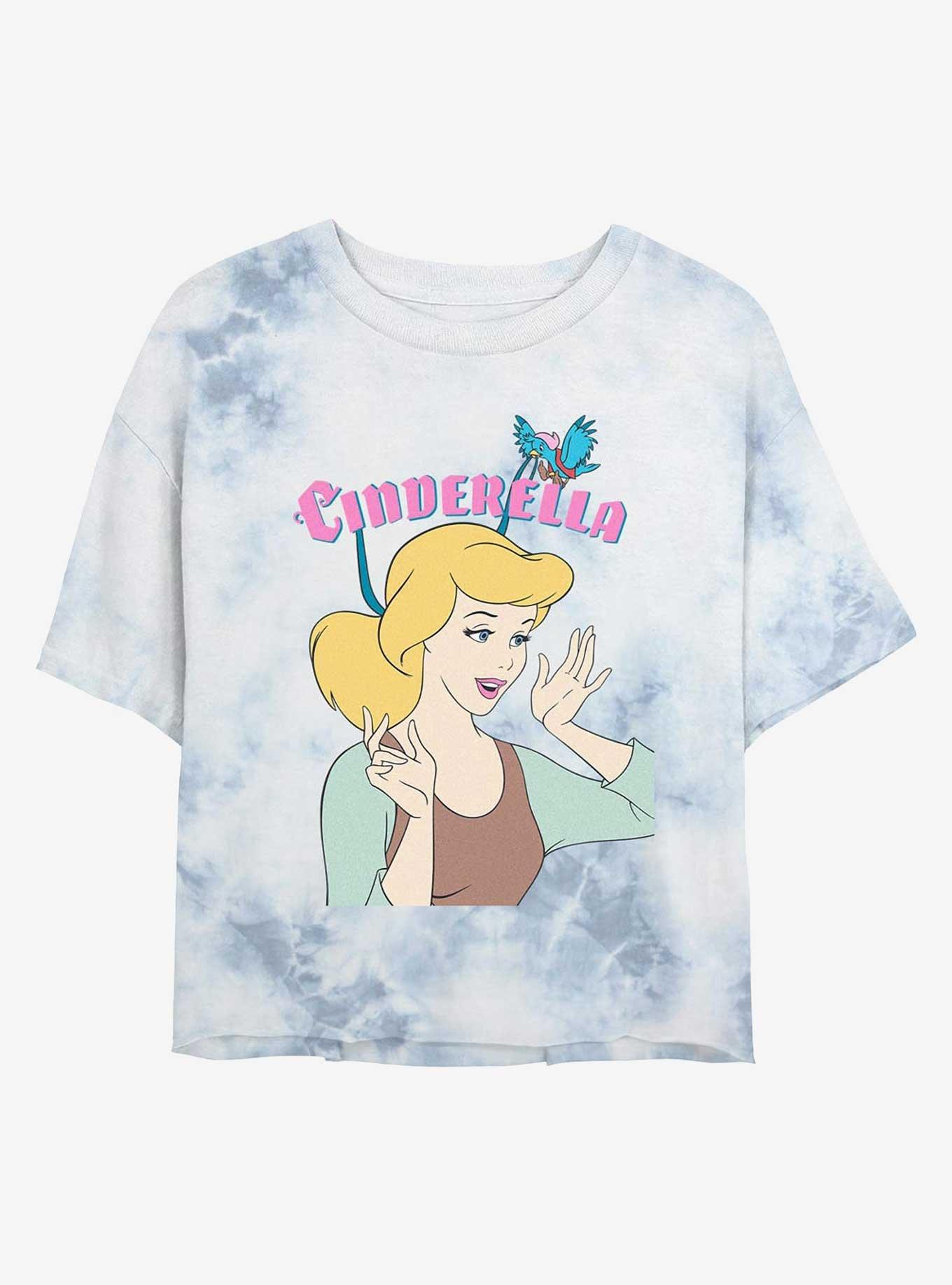 Disney Cinderella Getting Ready Girls Tie-Dye Crop T-Shirt, WHITEBLUE, hi-res