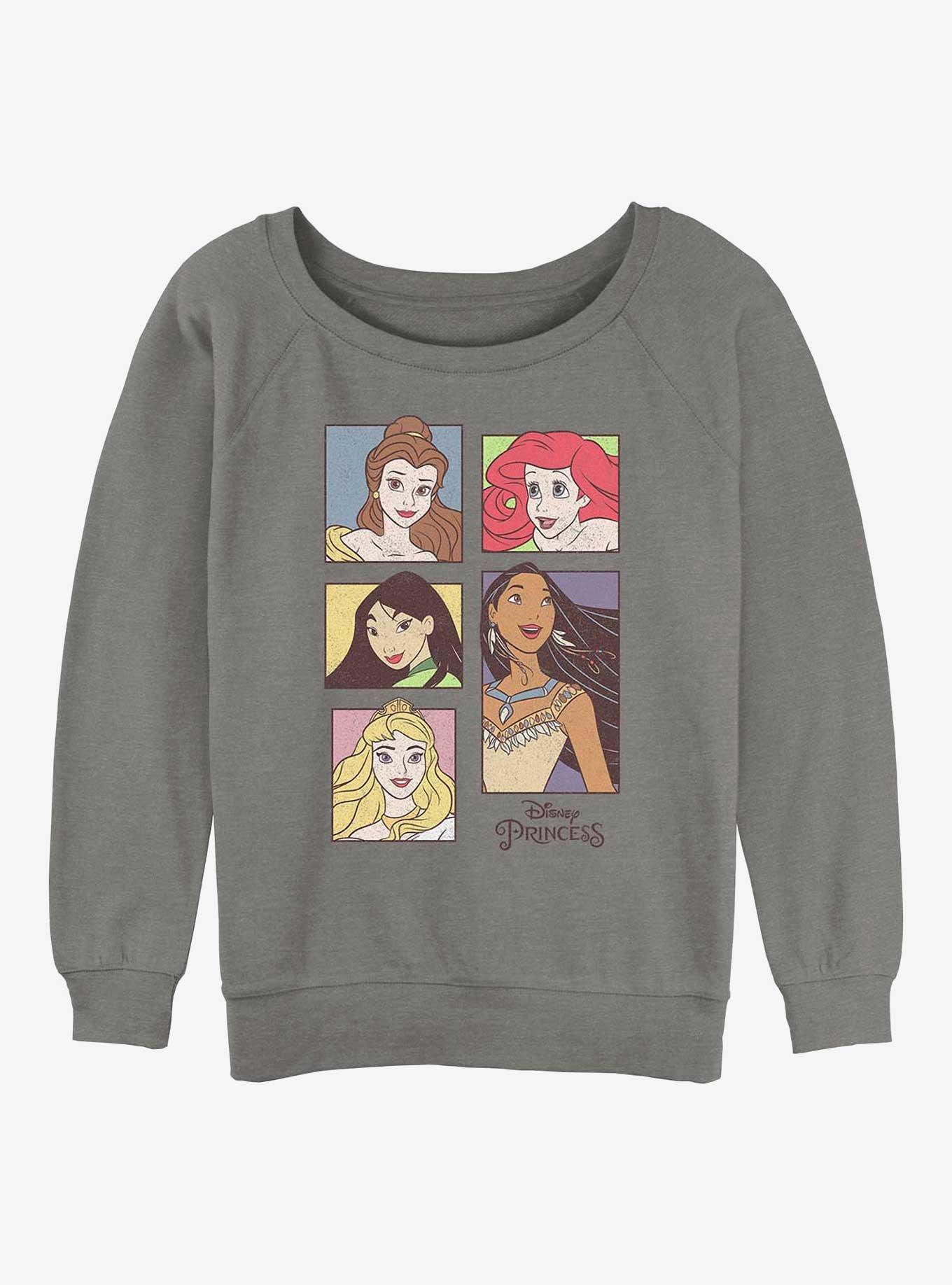 Disney The Little Mermaid Princesses Girls Slouchy Sweatshirt, GRAY HTR, hi-res