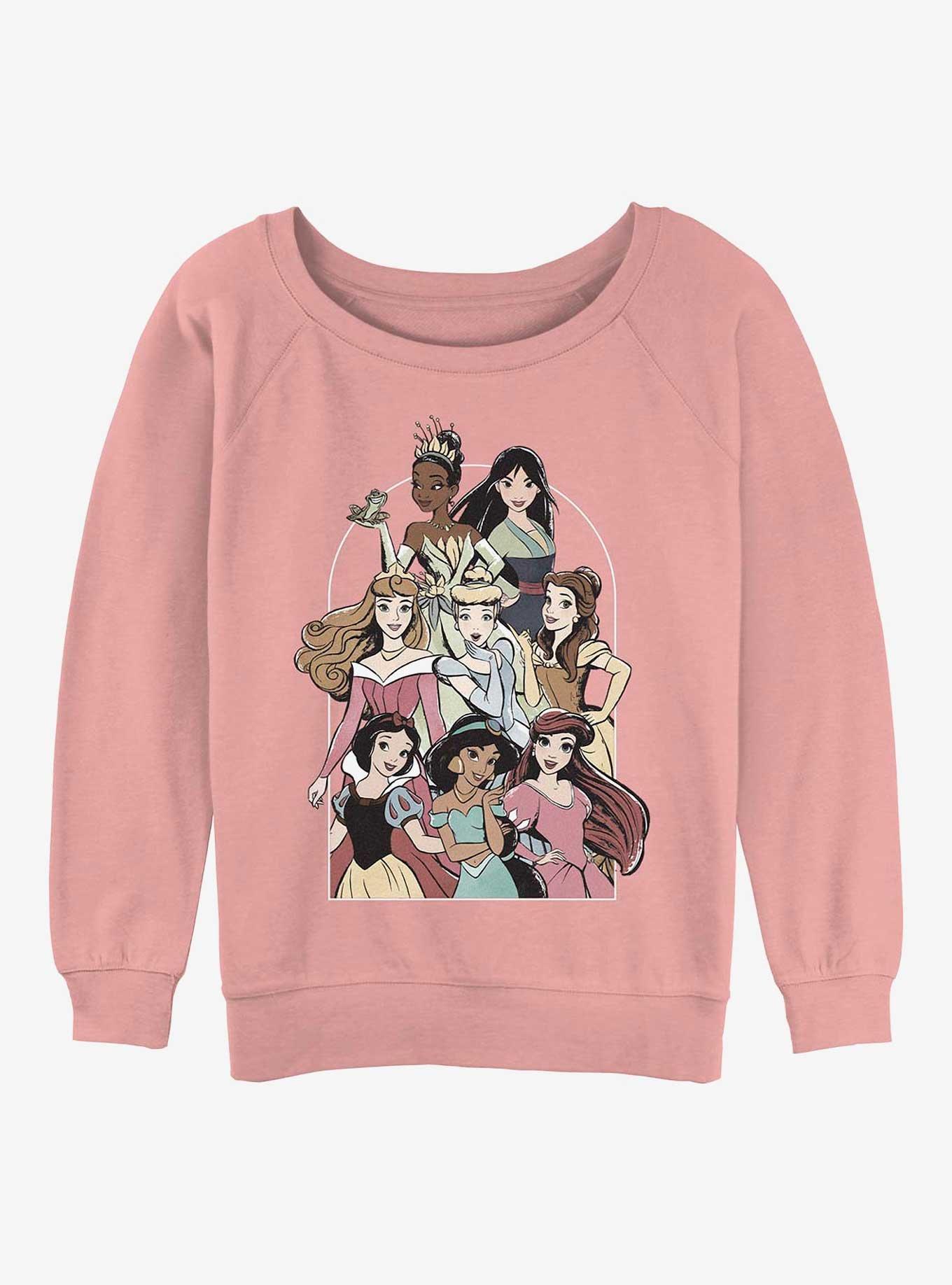Disney The Princess and the Frog Princess Group Girls Slouchy Sweatshirt, DESERTPNK, hi-res