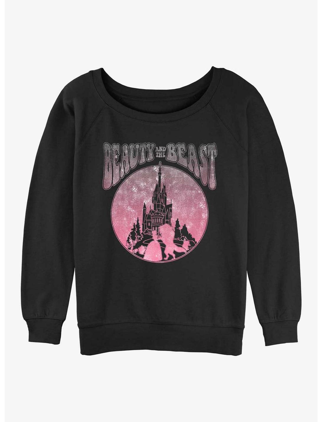 Disney Beauty and the Beast Castle Badge Girls Slouchy Sweatshirt, BLACK, hi-res