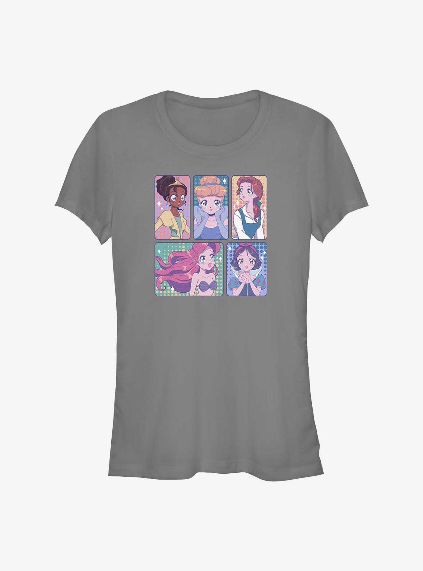 Disney Snow White and the Seven Dwarfs Anime Style Princess Panels Girls T-Shirt, CHARCOAL, hi-res
