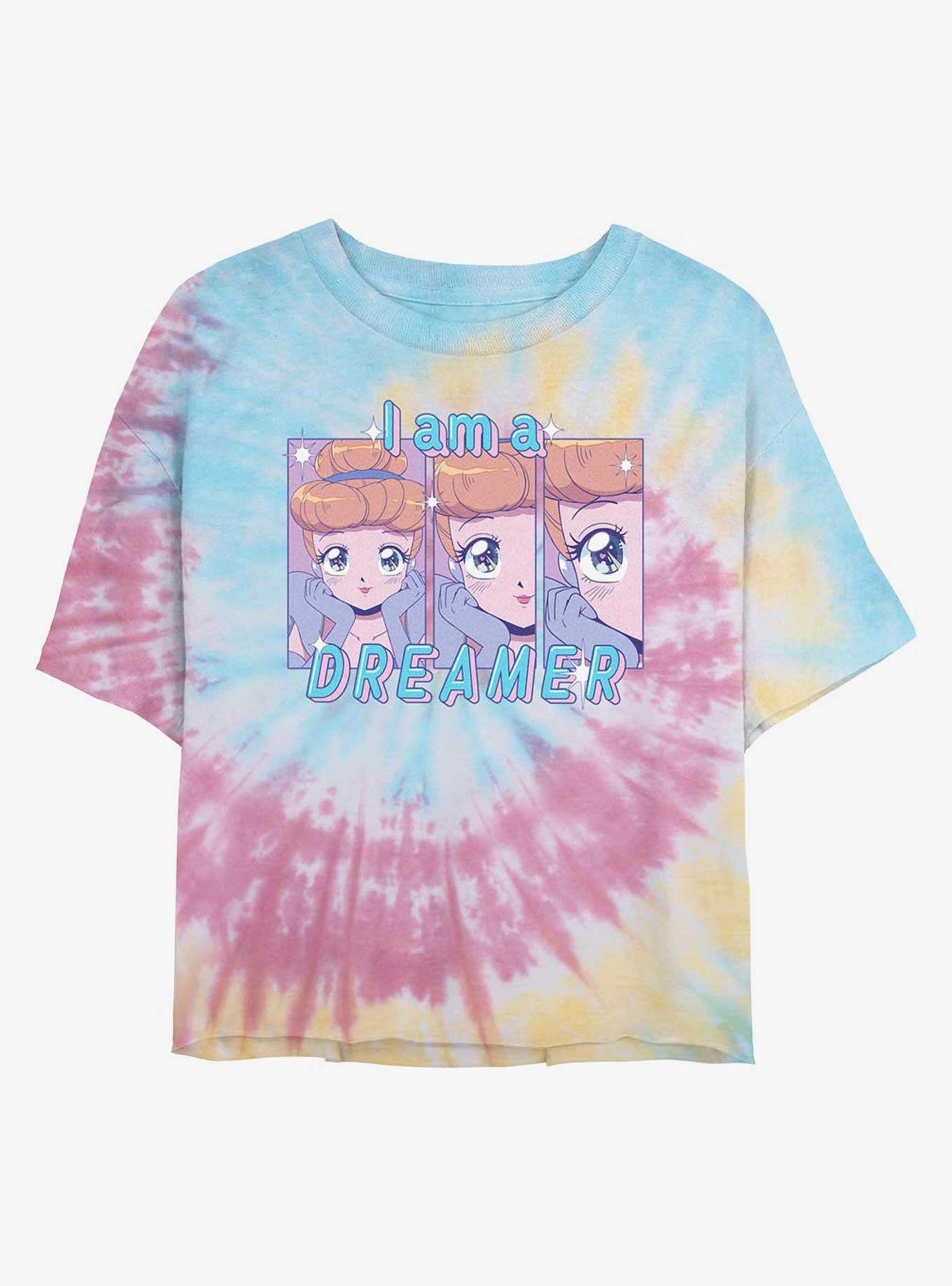 Disney Cinderella Anime Style I Am A Dreamerer Girls Tie-Dye Crop T-Shirt