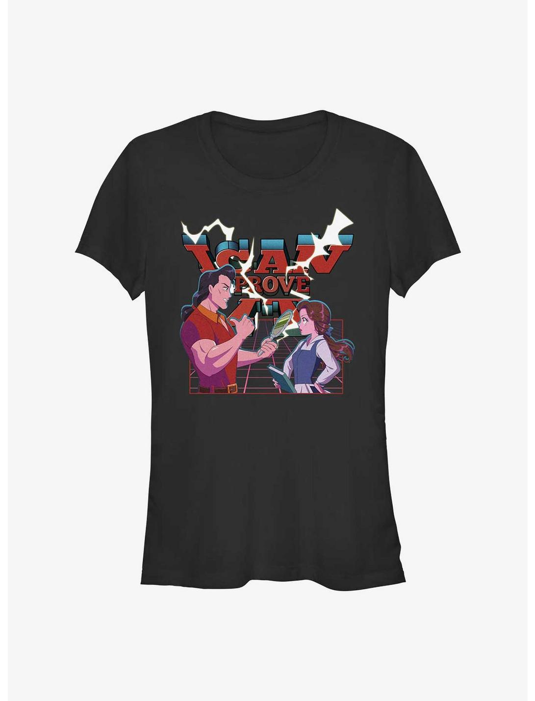 Disney Beauty and the Beast Anime Style Belle and Gaston I Can Prove It Girls T-Shirt, BLACK, hi-res