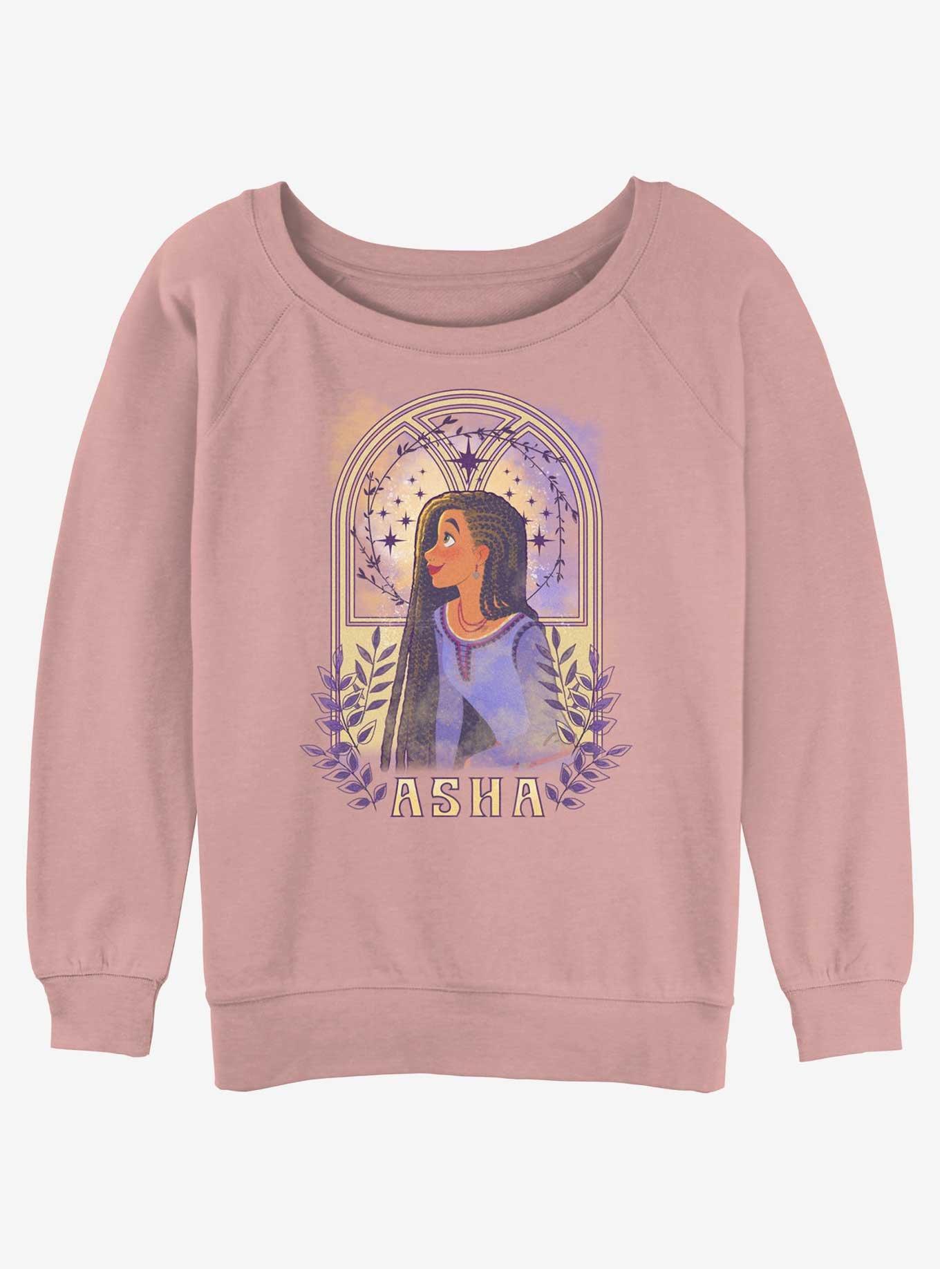 Disney Wish Asha Watercolor Nouveau Womens Slouchy Sweatshirt BoxLunch Web Exclusive, DESERTPNK, hi-res