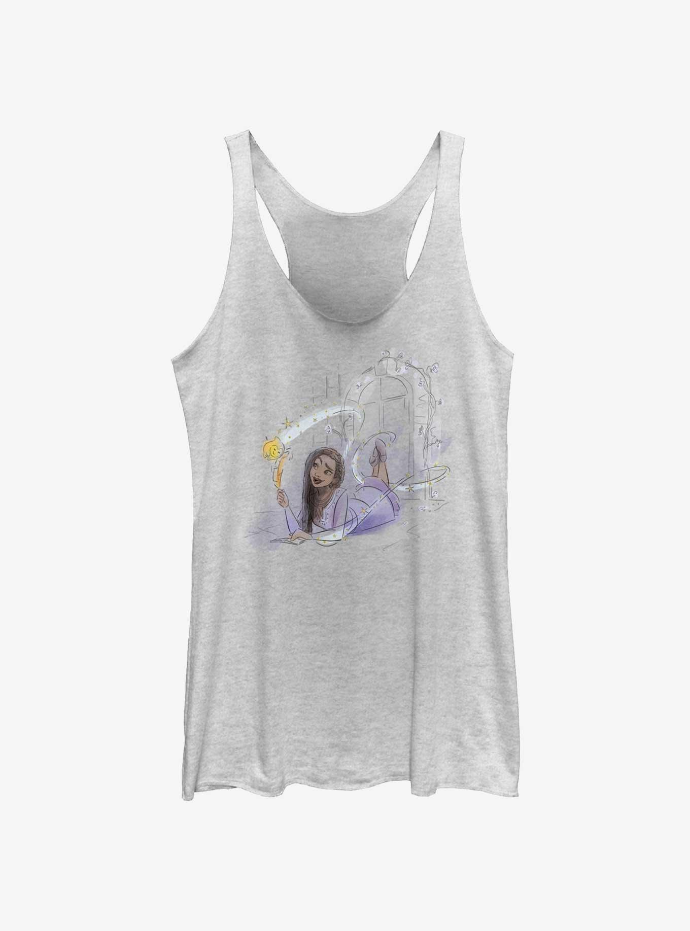 Disney Wish Watercolor Asha and Star Girls Tank, WHITE HTR, hi-res