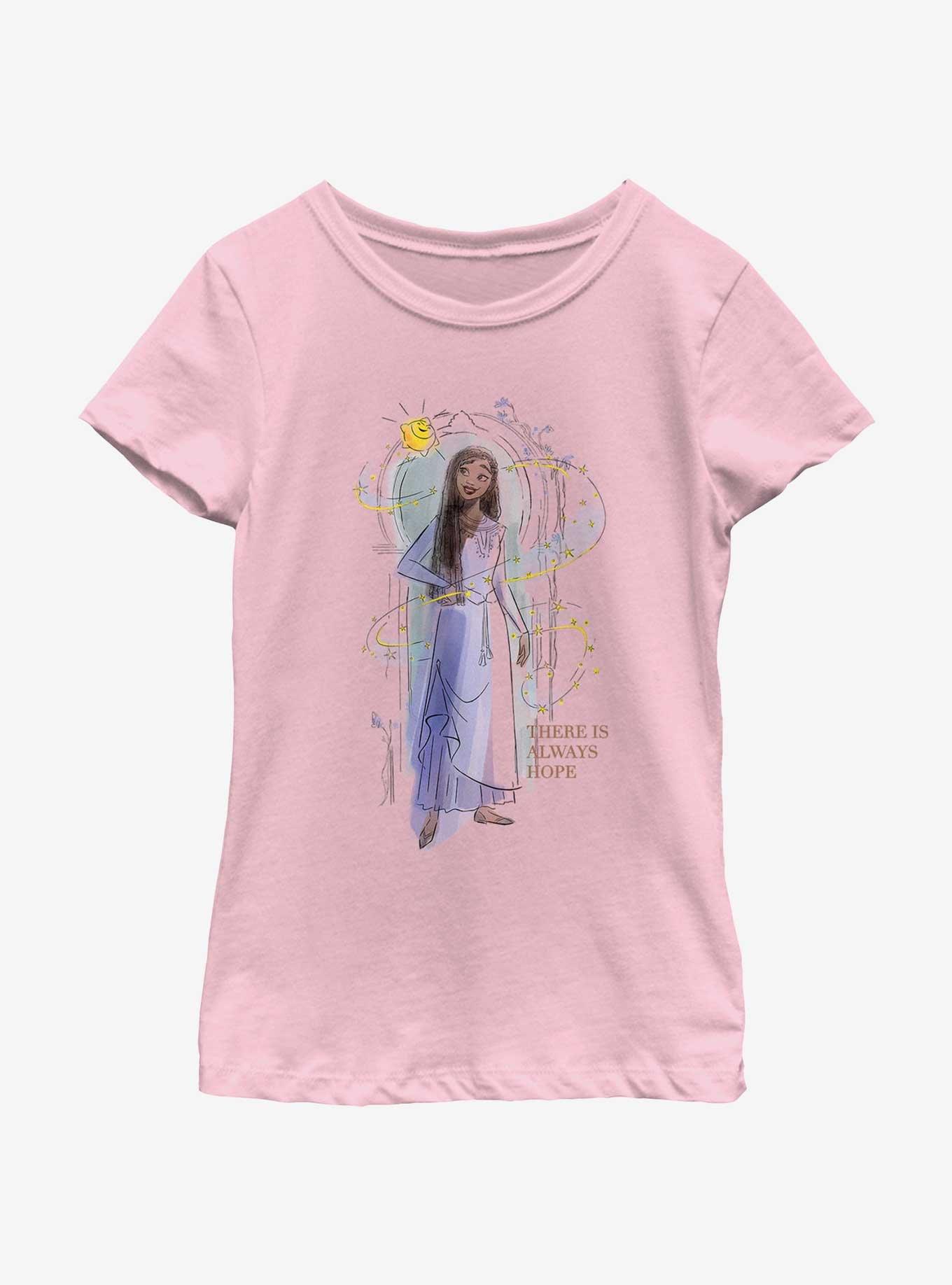 Disney Wish Asha There Is Always Hope Youth Girls T-Shirt, PINK, hi-res