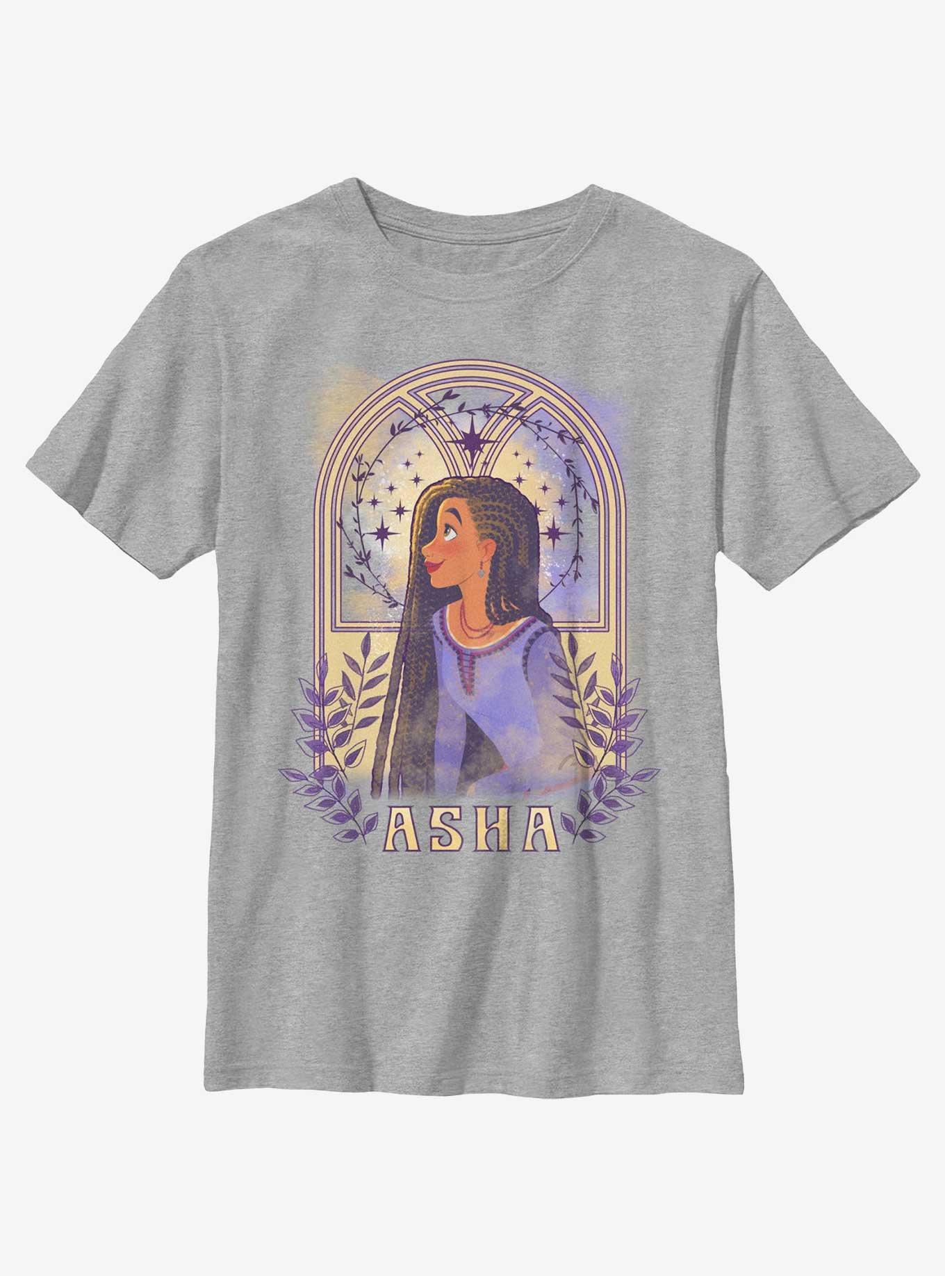 Disney Wish Asha Watercolor Nouveau Youth T-Shirt BoxLunch Web Exclusive, ATH HTR, hi-res