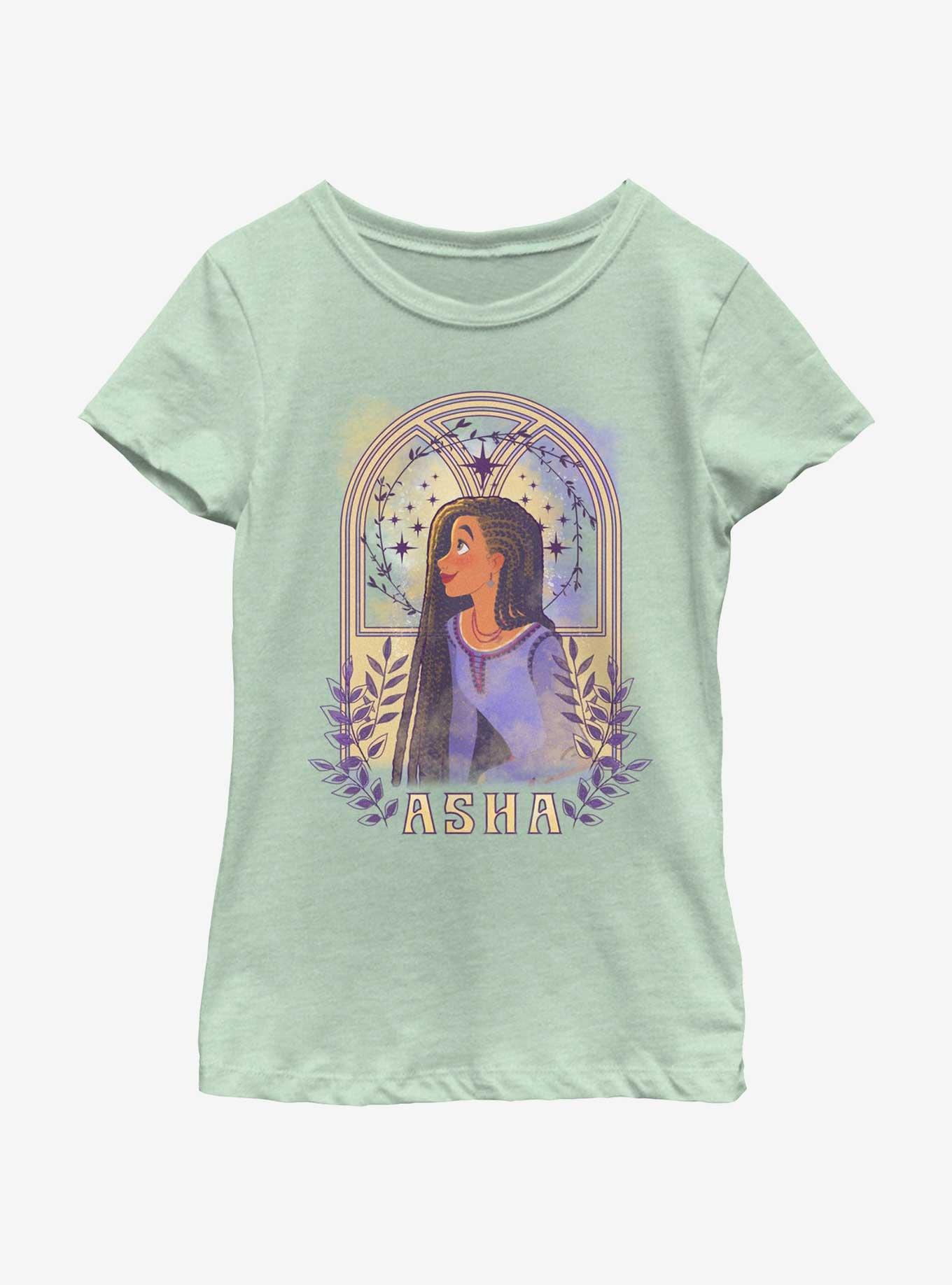 Disney Wish Asha Watercolor Nouveau Youth Girls T-Shirt BoxLunch Web Exclusive, MINT, hi-res