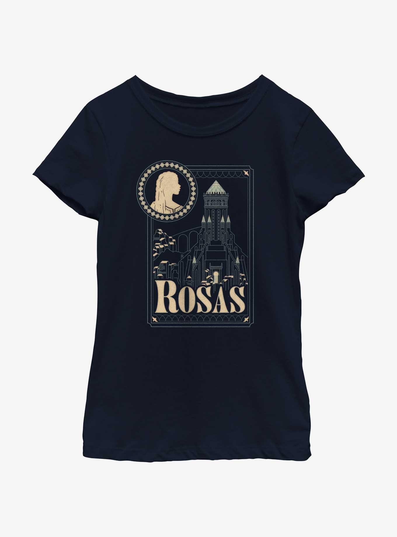 Disney Wish Rosas Card Youth Girls T-Shirt, NAVY, hi-res