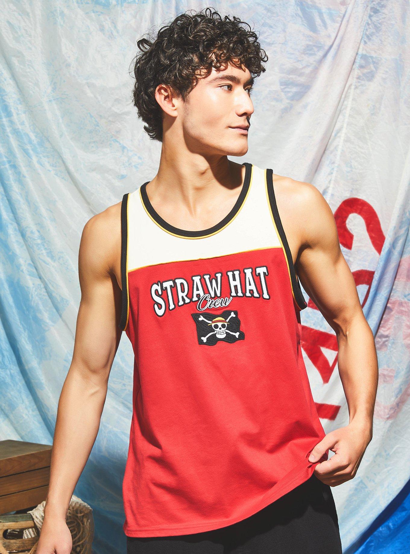 One Piece Straw Hat Crew Panel Tank - BoxLunch Exclusive, DARK RED, hi-res