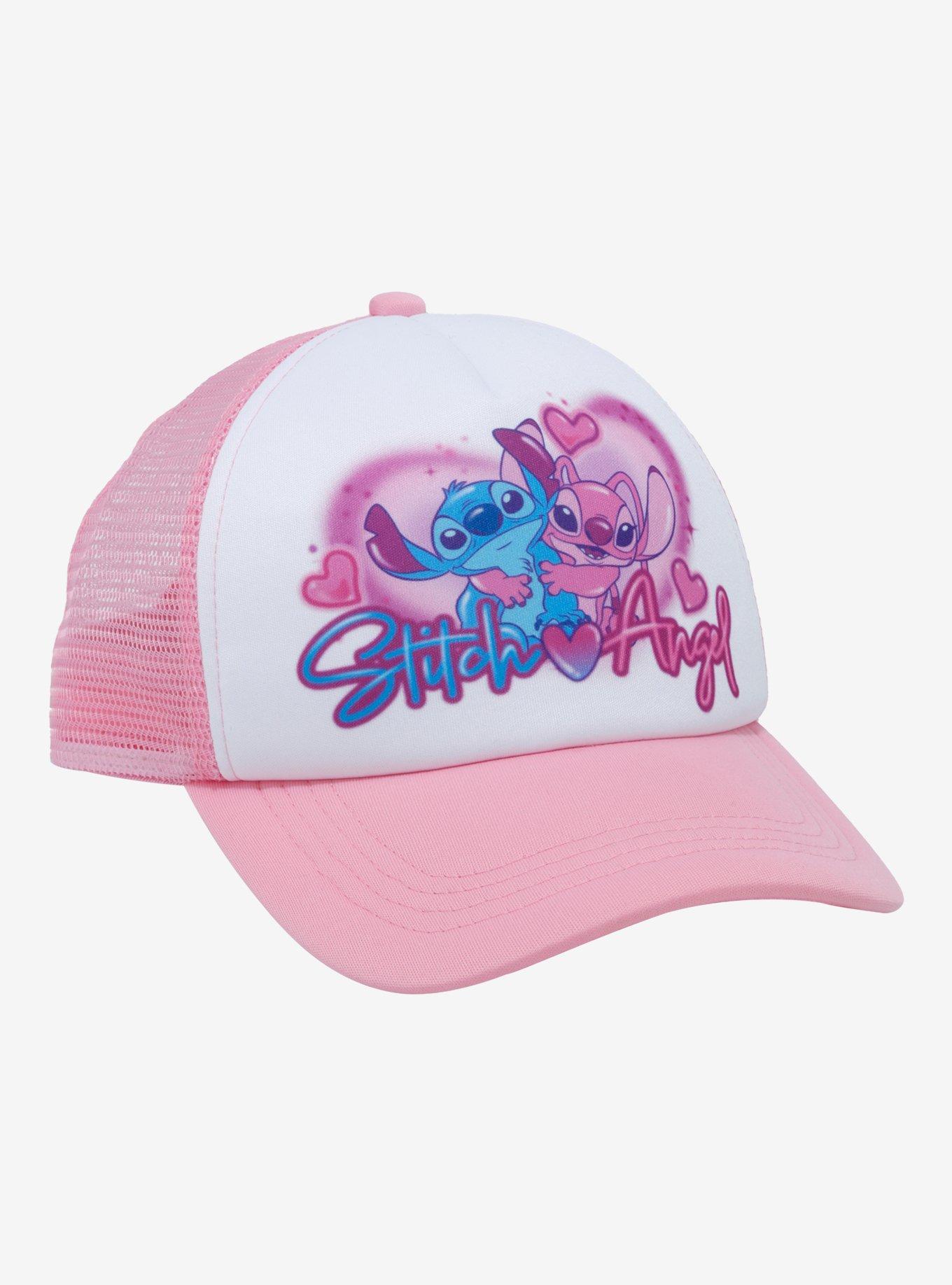 Disney Lilo & Stitch Angel and Stitch Airbrush Youth Trucker Cap - BoxLunch Exclusive