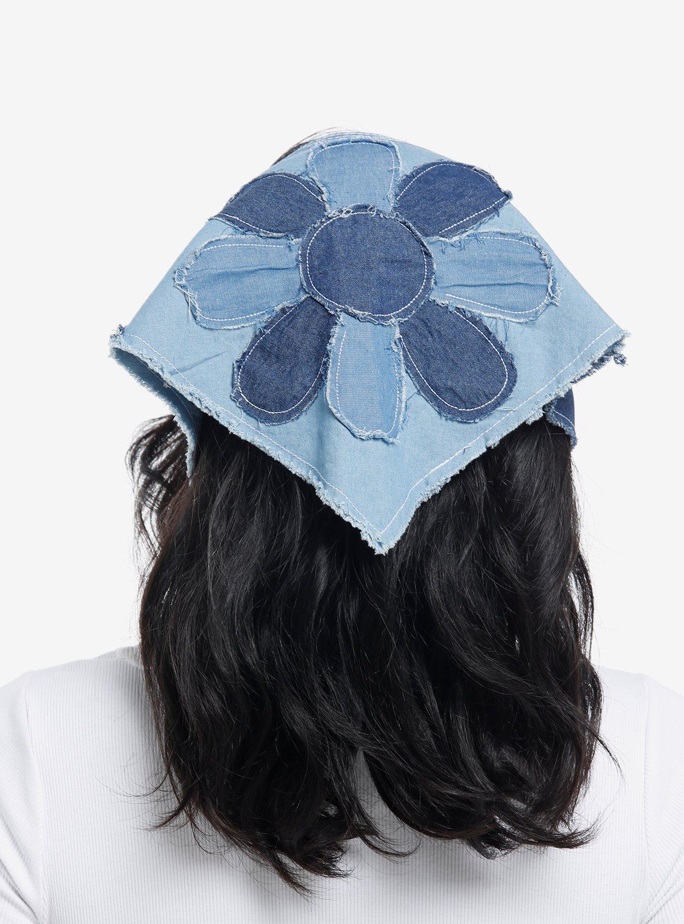 Denim Floral Patchwork Hair Scarf, , hi-res