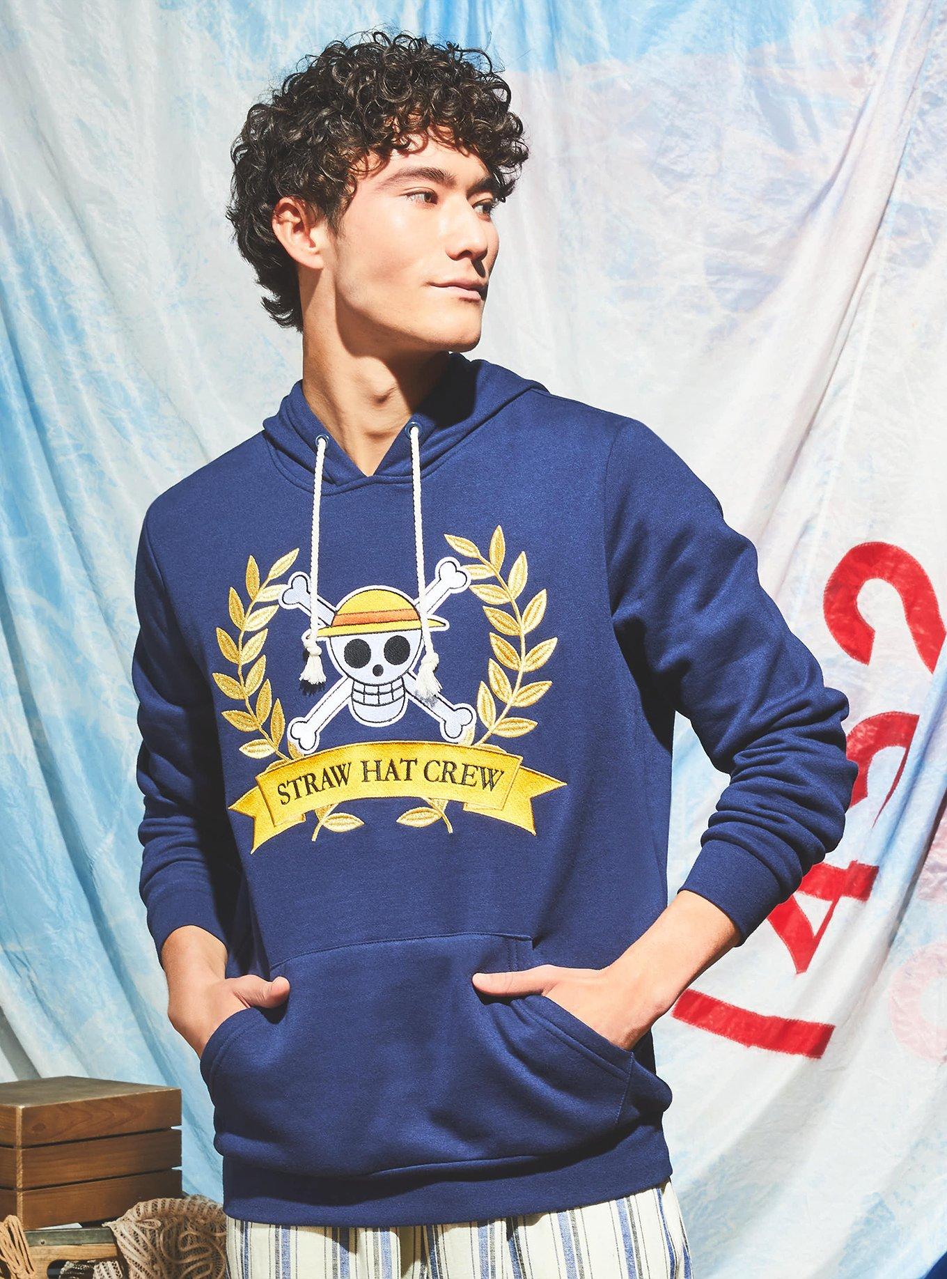 One Piece Straw Hat Crew Regal Hoodie — BoxLunch Exclusive, NAVY, hi-res