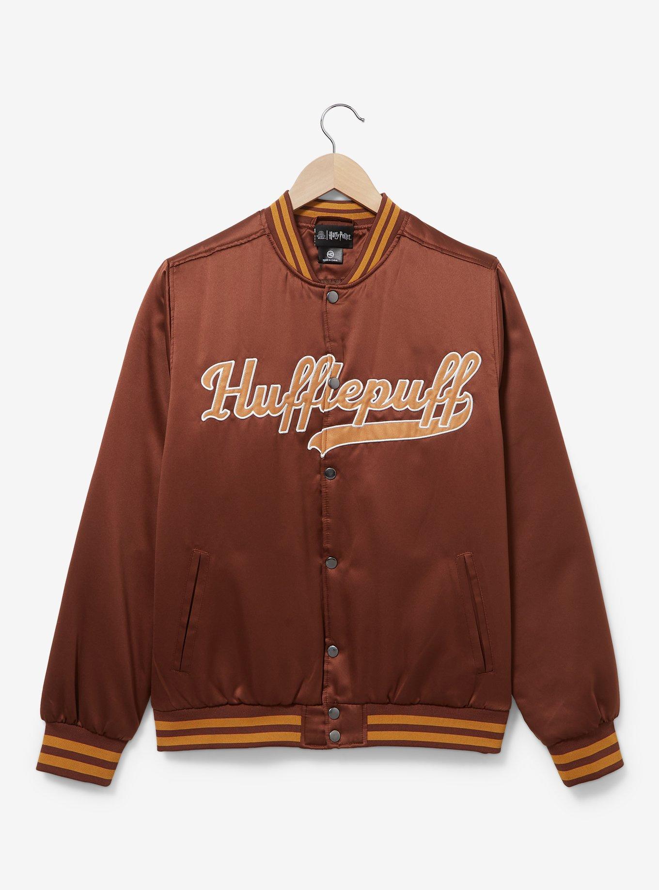 Harry Potter Hufflepuff Bomber Jacket - BoxLunch Exclusive, BROWN, hi-res