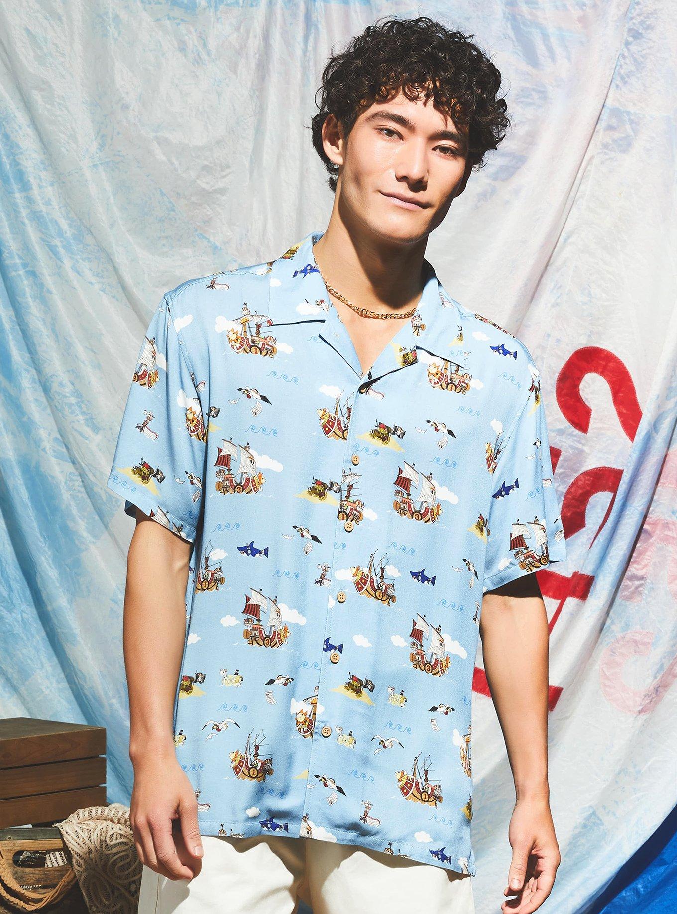 One Piece Ships Allover Print Woven Button-Up - BoxLunch