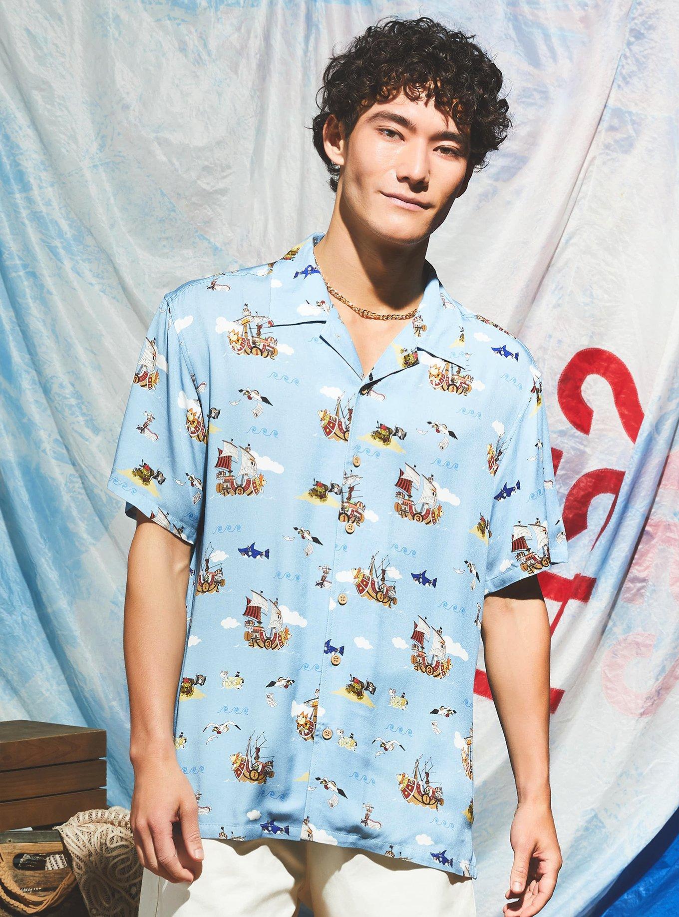 One Piece Ships Allover Print Woven Button-Up - BoxLunch Exclusive, , hi-res