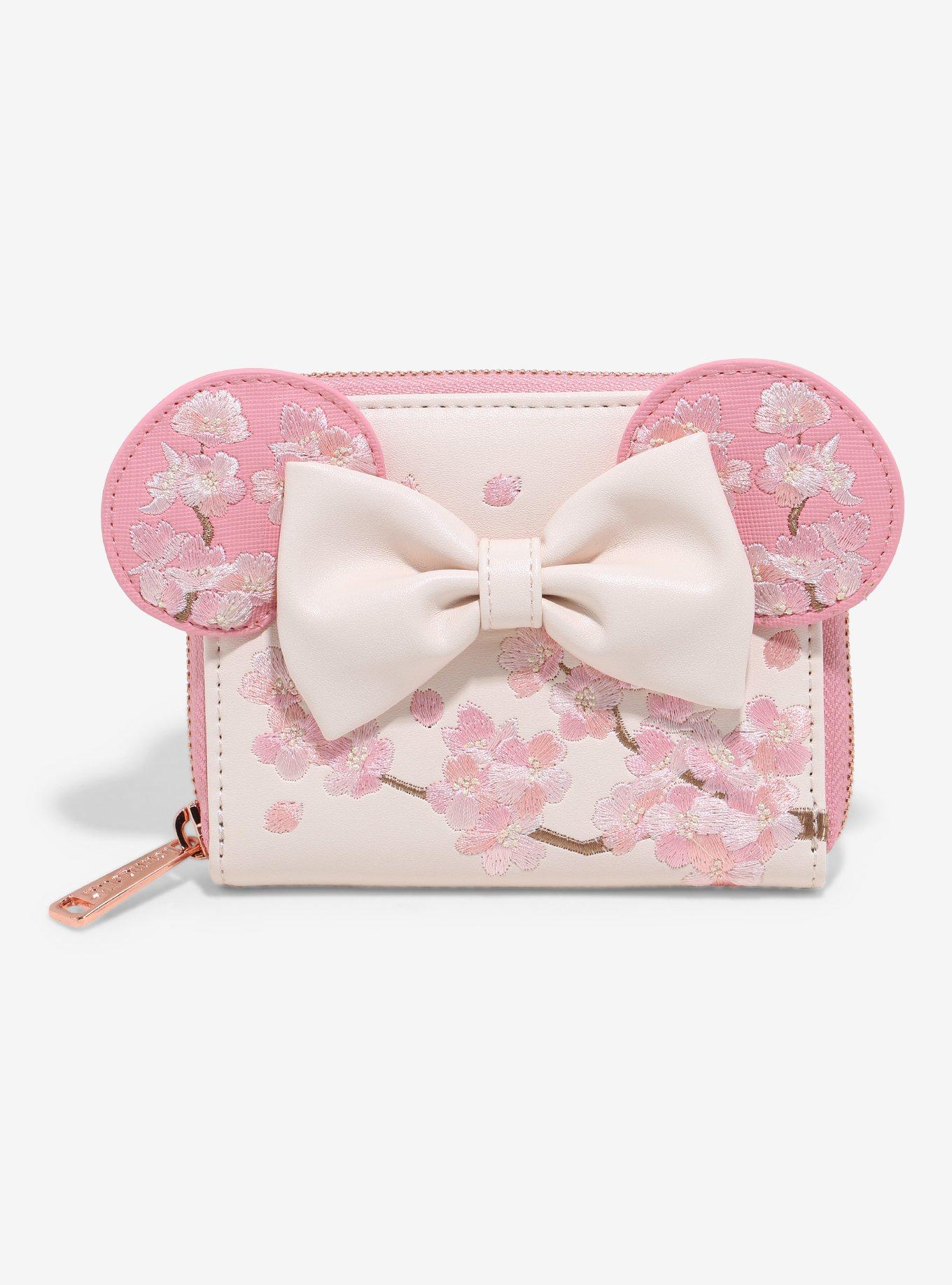 Loungefly Disney Minnie Mouse Cherry Blossom Ears Small Zip Wallet- BoxLunch Exclusive, , hi-res