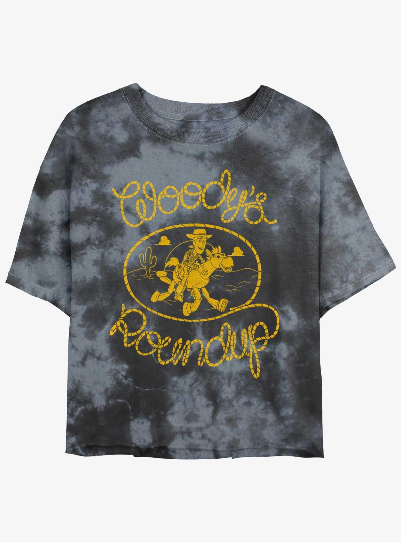 Disney Pixar Toy Story Bullseye Woody's Roundup Girls Tie-Dye Crop T-Shirt, BLKCHAR, hi-res