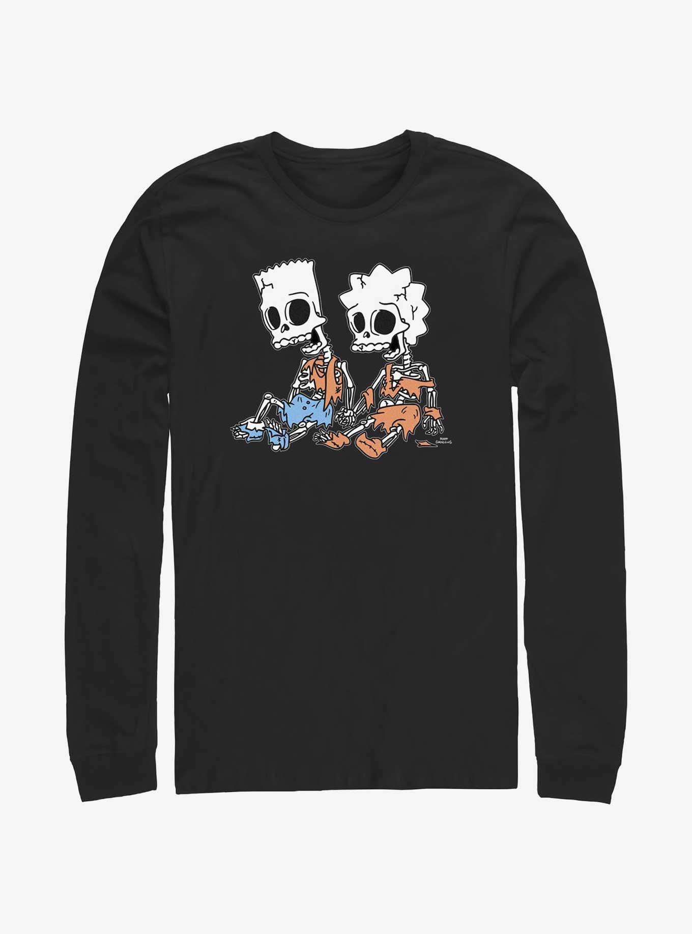 The Simpsons Skeleton Bart And Lisa Long-Sleeve T-Shirt, BLACK, hi-res