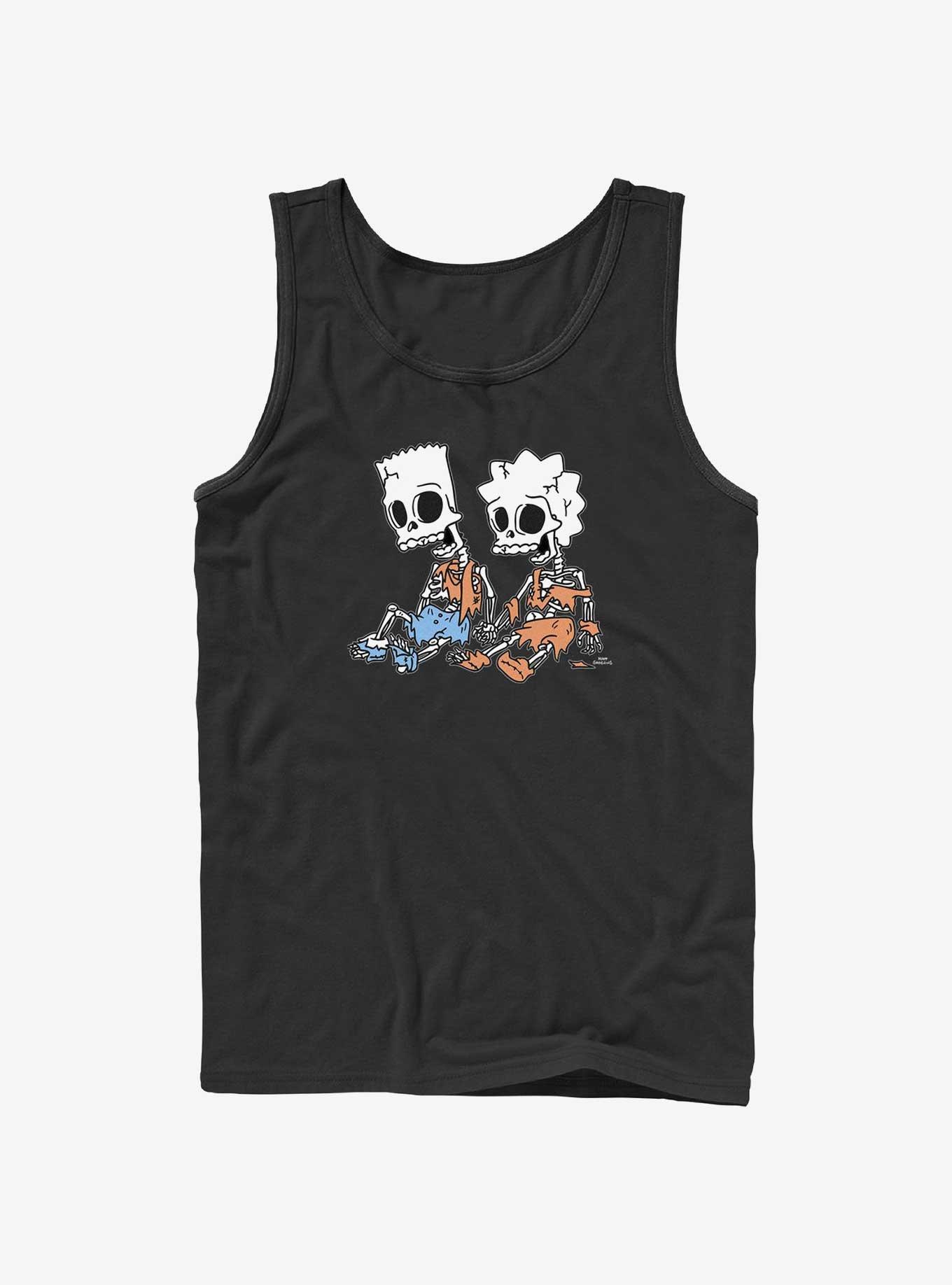 The Simpsons Skeleton Bart And Lisa Tank, BLACK, hi-res