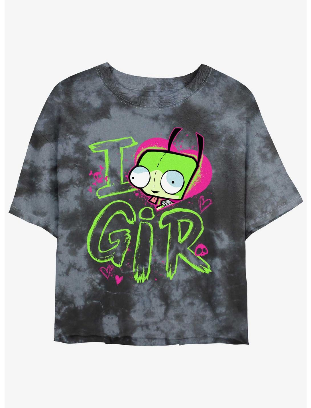 Invader ZIM Love GIR Girls Tie-Dye Crop T-Shirt, BLKCHAR, hi-res
