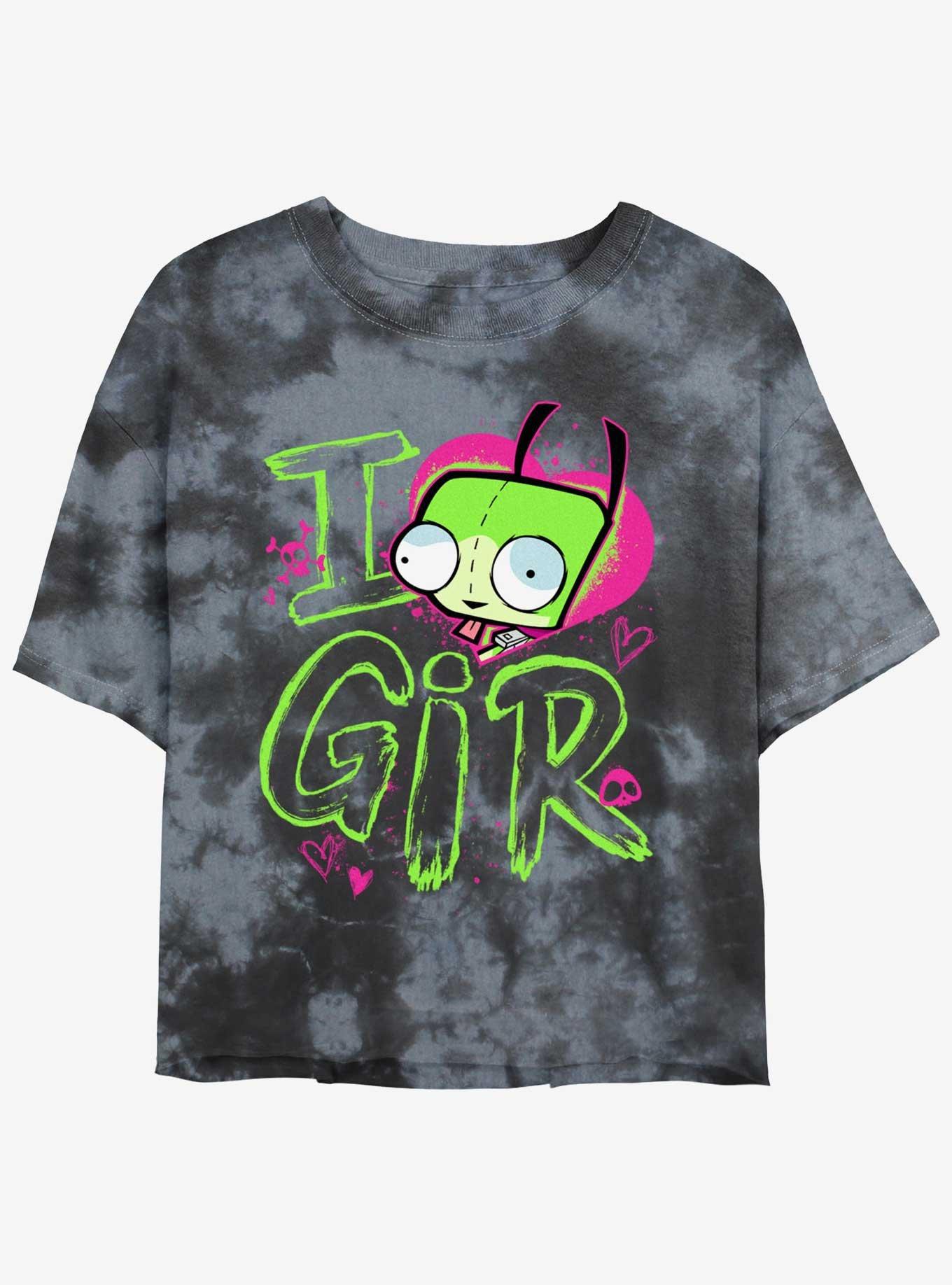 Invader ZIM Love GIR Girls Tie-Dye Crop T-Shirt, BLKCHAR, hi-res