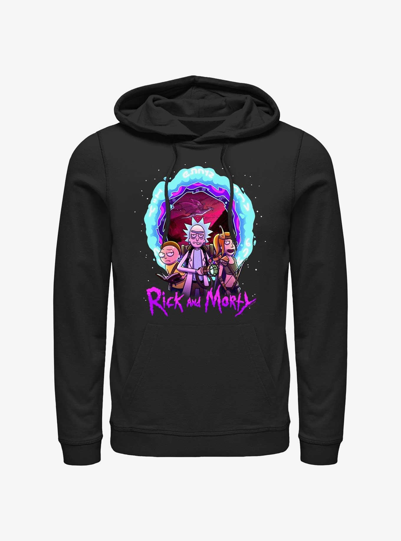 Black rick discount and morty hoodie