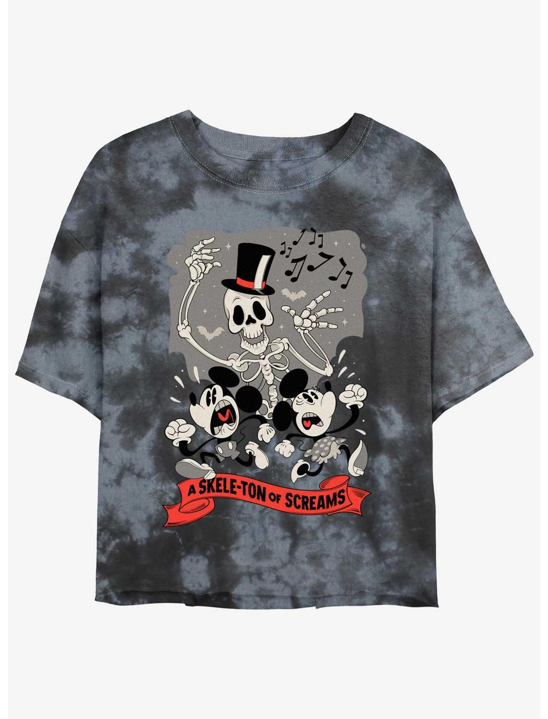 Disney Mickey Mouse A Skele-Ton of Screams Girls Tie-Dye Crop T-Shirt, BLKCHAR, hi-res