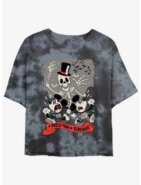 Disney Mickey Mouse A Skele-Ton of Screams Girls Tie-Dye Crop T-Shirt, , hi-res