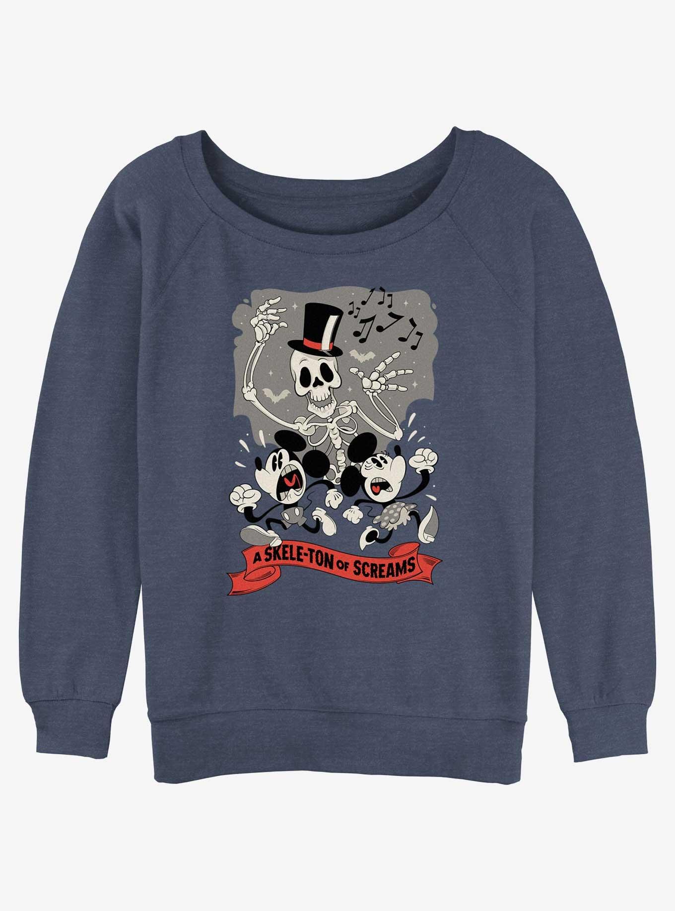 Disney Mickey Mouse A Skele-Ton of Screams Girls Slouchy Sweatshirt, BLUEHTR, hi-res
